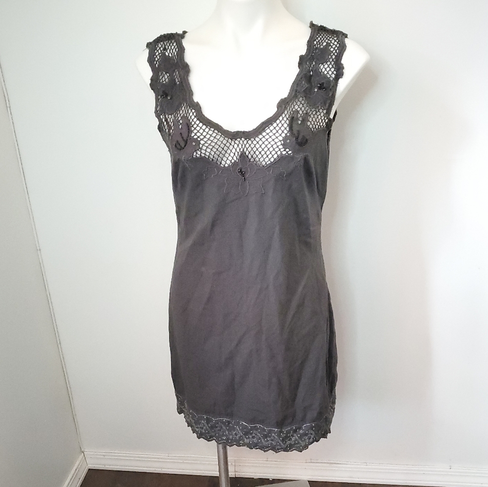 Free People Sleeveless Gray Crochet Dress S